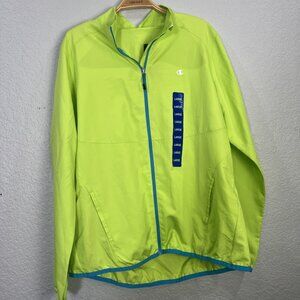 Champion Womens Running Jacket Sz L Neon Green Elite Windbreaker Active Cycling